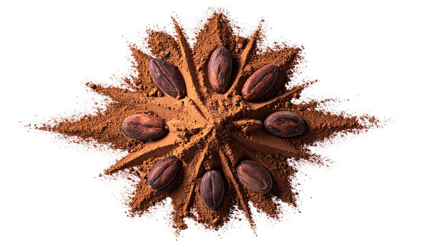 Cocoa beans and powder starburst
