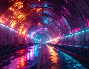 Neon tunnel, vibrant colors