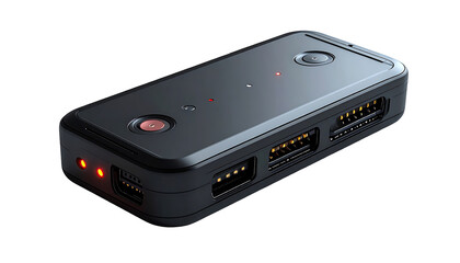 Obraz premium Dark gray rectangular device with ports