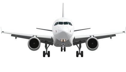 Front view of a white commercial jet
