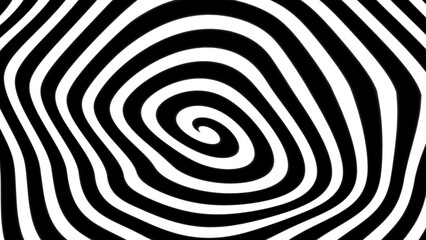 Abstract black and white hypnotic spiral pattern with irregular distorted lines. Psychedelic...