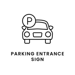 Line Art Parking Entrance Sign Vector