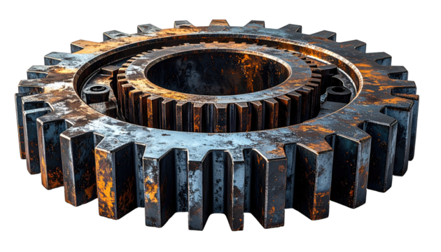 Rusty gears in close-up