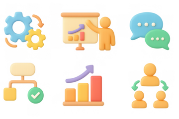 3d icons for business presentations and team communication