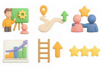 Business strategy and growth elements in 3d design for project managem