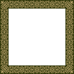 Vector gold with red square Turkish ornament. Ottoman rectangle, border, frame.