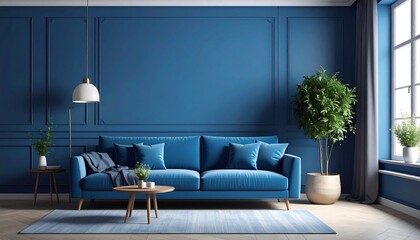 Blue living room interior design