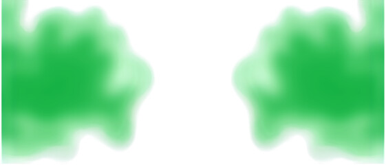 Abstract green blobs on either side of a white space
