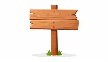 Fototapeta premium Cartoon wooden sign isolated on white background. Light banner made of wood vector 