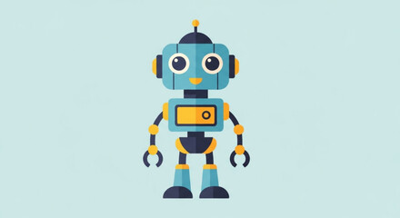 Fototapeta premium Cute cartoon robot vector illustration for children's design and educational resources online download