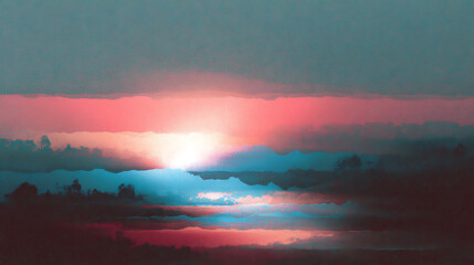 Blurred sunset over water