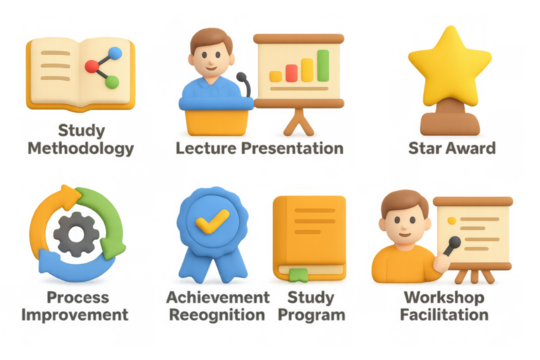 Educational icons for learning and achievement