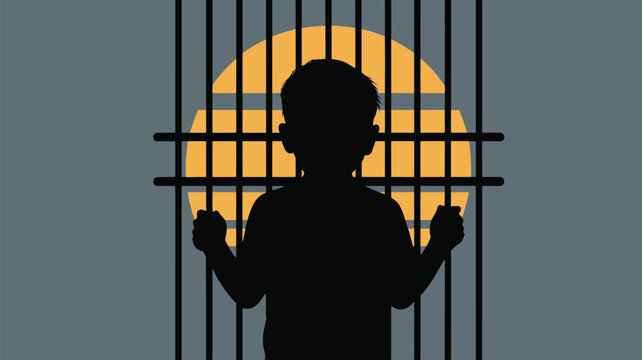 Silhouette of a child behind bars symbolizes juvenile justice and the loss of innocence