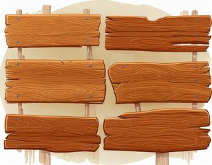 Fototapeta premium Wooden banners. Rustic signboards and direction boards wooden blank ribbons vector design