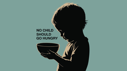 End child hunger now with this impactful silhouette of a child holding a bowl for charity campaign