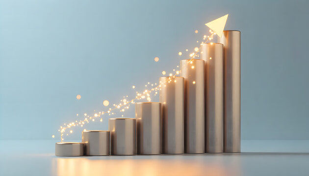 business graph on a blue background