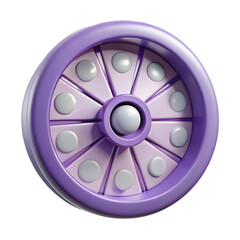 Obraz premium Whimsical purple wheel with circular elements against a clean white background