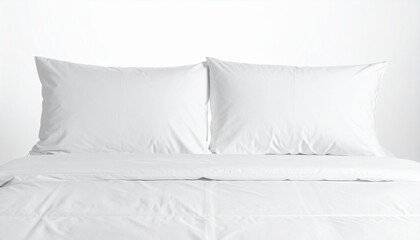 Square cotton Pillow isolated on white Background. Set Mockup for bed room