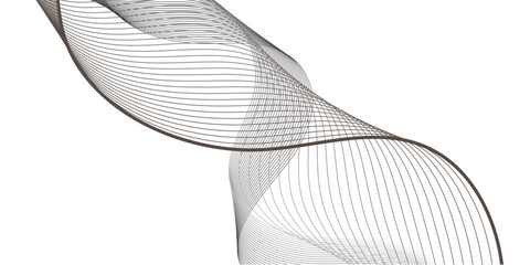 A flowing abstract wave of fine black lines twists and overlaps, creating an illusion of motion and depth against a white background, resembling sound frequencies or digital waves in elegant symmetry.