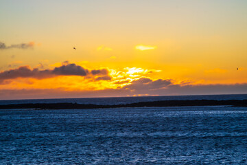 Sunset over the Atlantic Ocean in Iceland