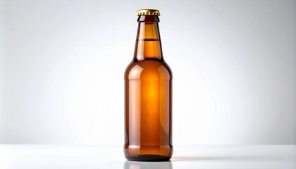 Amber Glass Beer Bottle Mockup – 330ml Realistic Product Photo on White Background with Copyspace