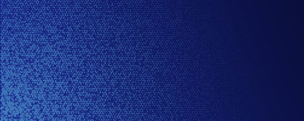 Blue triangle micro pattern creates diagonal gradient glow, calm tech vibe. Low poly mosaic, technology theme. Background for banner, UI, web. Minimal geometric style. Vector illustration