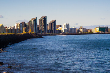 Fototapeta premium Modern skyline and waterfront of Reykjavik, Iceland