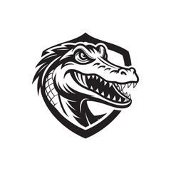 Naklejka premium Crocodile head icon strong crocodile face silhouette on white background