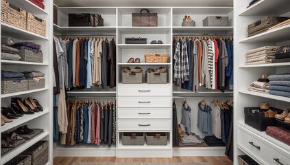 Organized Closet with Clothing and Accessories