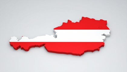 Fototapeta premium Austria Flag Map Illustration Detailed Contour with Red and White Stripes on White Backdrop