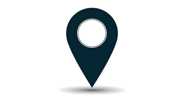 Dark-blue location pin icon on white base
