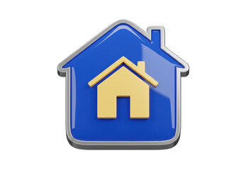 Isolated home icon graphic, 3D rendering symbol for real estate, stay-at-home concept