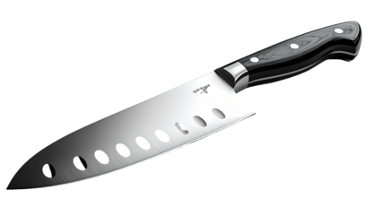 High-angle shot of a chef's knife