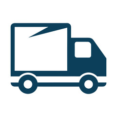 Dark blue truck icon on white background vehicle transport