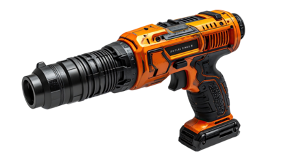 Orange and black power tool angled shot