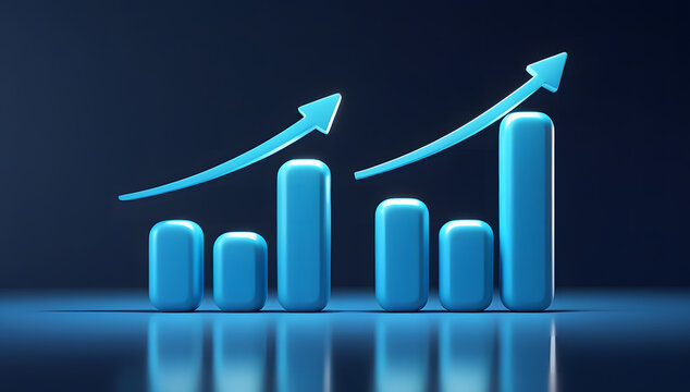 business graph with arrow on black background