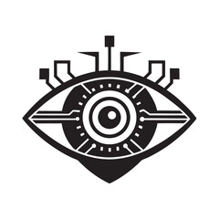 Cyber Eye Silhouette Futuristic Vector Design