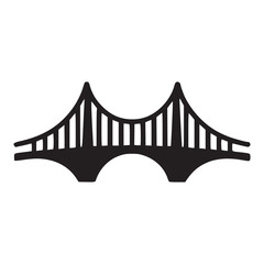 Illustration of a bridge minimalist design featuring a symmetrical bridge structure with arches and vertical supports, conveying connection and engineering