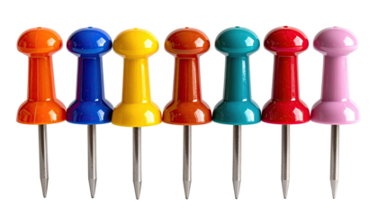 Colorful push pins in a row