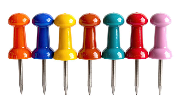 Colorful push pins in a row