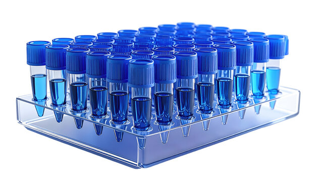 Laboratory test tubes in a tray