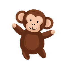 Obraz premium brown monkey, cute monkey, cartoon monkey, whimsical monkey, playful monkey, baby monkey, funny monkey, adorable monkey, kawaii monkey, little monkey, jungle animal, rainforest animal, tropical animal
