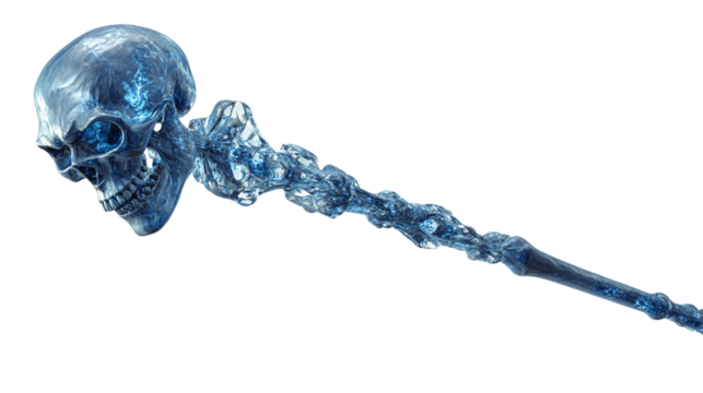 Icy skeletal arm 3d rendered isolated on transparent background