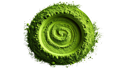 Green powder swirls in a circle
