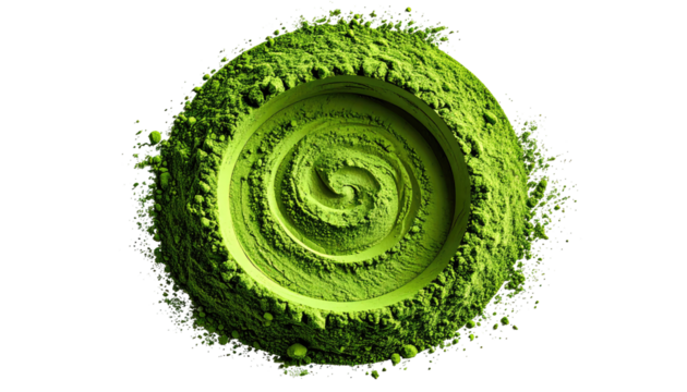 Green powder swirls in a circle