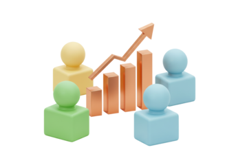 Isolated people figures with growth chart symbolizing progress, success, and efficiency