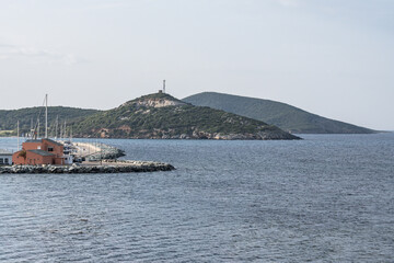 Village beach view Roadtrip Winding road along rocky coast of Cap Corse peninsula on Corsica island France