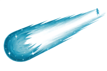 glowing blue comet speeding through space isolated on white background, png, ai generated