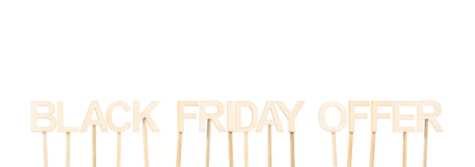 Black Friday Offer wooden sign, ideal for digital advertisements and promotional material in retail