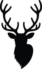 Naklejka premium Black deer head silhouette antlers vector